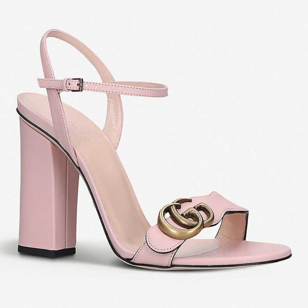 Gucci GG Marmont Block Heel Sandal in Perfect Pink NEW IN BOX